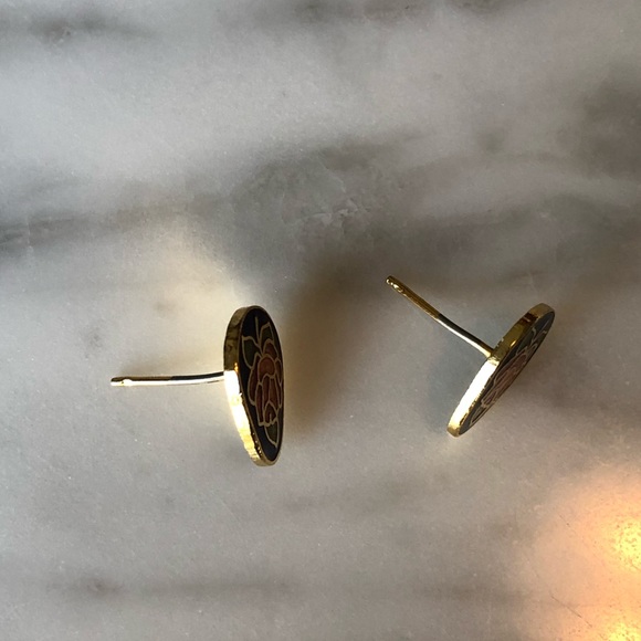 Cloisonné Flower Post Earrings - Picture 2 of 3